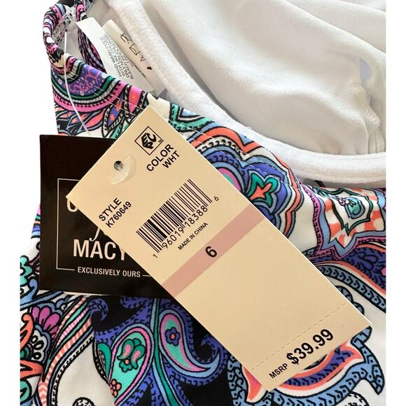 2/$15 NWT Island Escape Paisley Cali Underwire Swim Tankini Top Size 6 - Picture 8 of 10